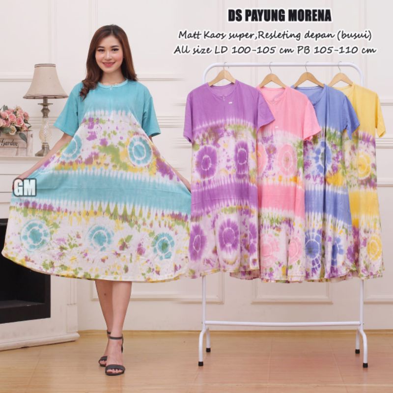 Daster payung kain kaos busui resleting depan termurah