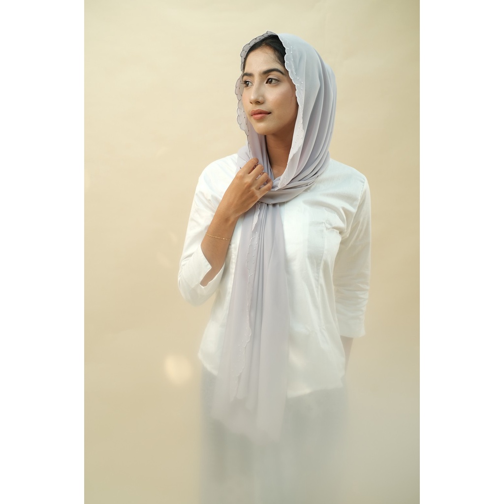 RATU Embroidery HIjab Shawl - Malek - Lavender Grey