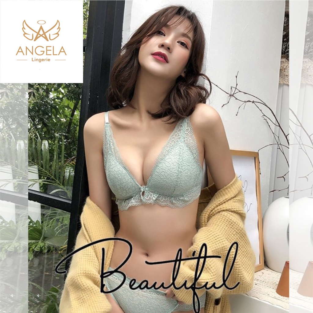 ANGELA JAPAN Eline Bra BH Push Up Set Tanpa Kawat Celana Dalam Wanita Jumbo Size 40 Bikini Kait Di D