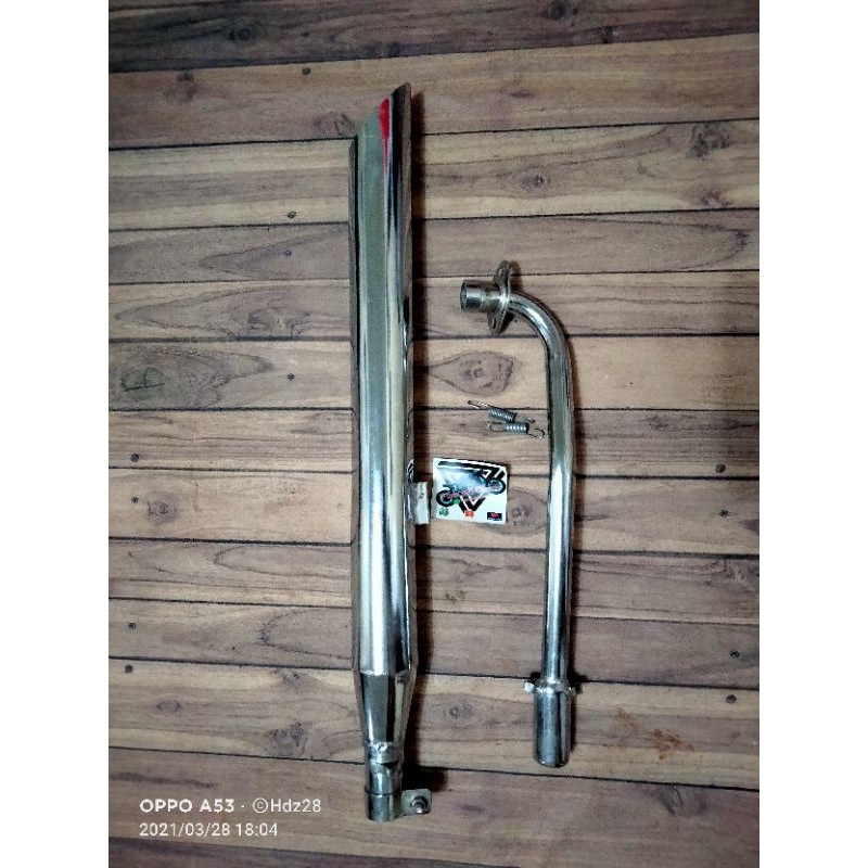 Knalpot Bambu Runcing Satu Set Leheran Street Cub FULL PNP Motor Bebek Honda Win C70 S90