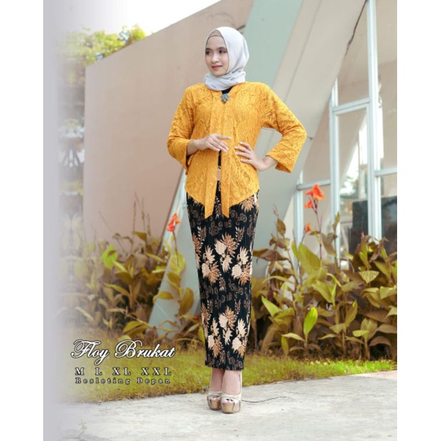 IndahKebaya | SET KEBAYA FLOY BROKAT MIX ROK PLISKET JUMBO / KEBAYA BUSUI FRIENDLY /KUTUBARU KARTINI