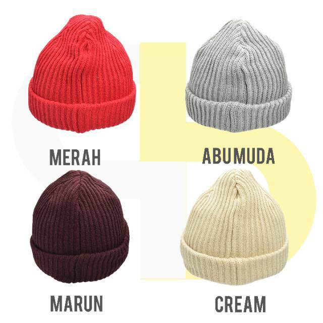 Kupluk Polos Beanie hat Pendek Tebal short Beanie Polos Pria dan Wanita