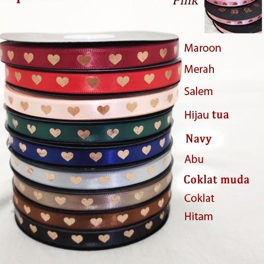

Flash Sale - 1ROLL Pita Satin Love 1cm - Ribbon Love - Pita Kado PS007