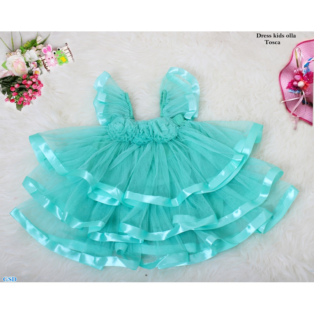 Dress Kids Olla/Baju Anak Premium/Terusan Dress Anak Tile Kombi Brukat/Gaun Pesta Anak/Midi Dress