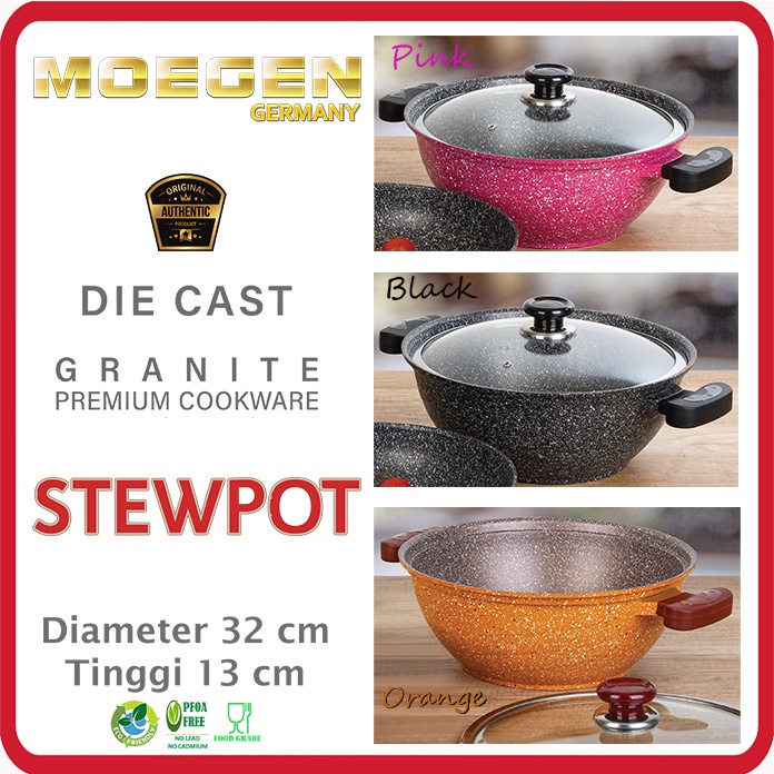 MOEGEN GERMANY STEWPOT 32CM GRANITE ANTI LENGKET ORIGINAL