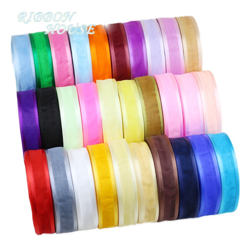 10 Yard / 50 yards Roll Pita Organza 25mm untuk Dekorasi