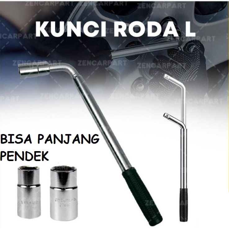 KUNCI RODA BAN L 19 x 21 mm Bisa Panjang Pendek hex alat congkelan mur