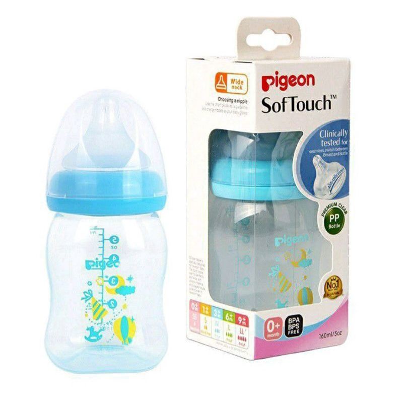 Pigeon Botol PP Clear Soft Touch WIDE NECK 160ml MOTIF - Pigeon Botol Susu Bayi