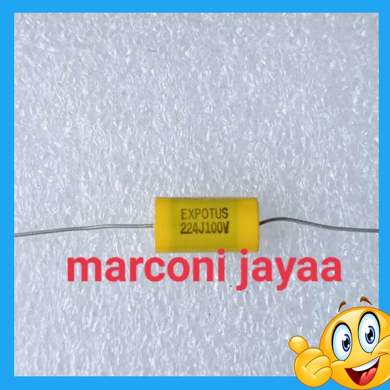 kapasitor axial 224J 100V 022uf 100VDC