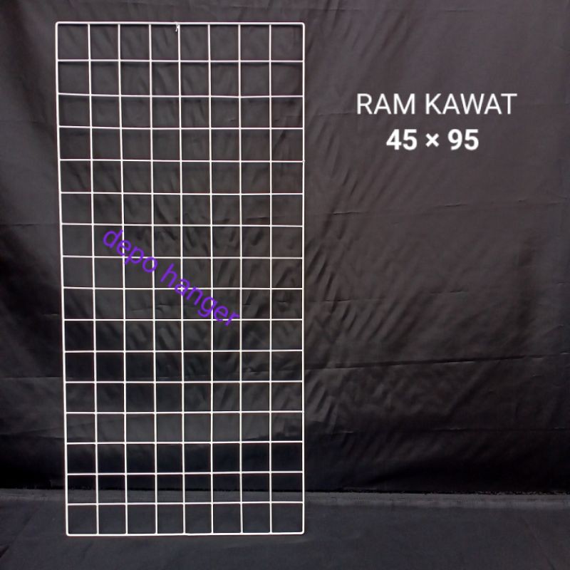 Ram jaring dinding kawat coating putih tebal ukuran 45 x 95cm tempat gantungan aksesoris dan lain lain