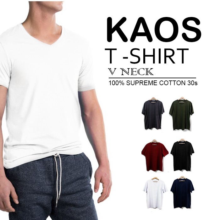 Download Kaos Polos Basic Tee T Shirt V Neck Cotton 30s Slim Fit Style Satuan Promo Stok Shopee Indonesia PSD Mockup Templates