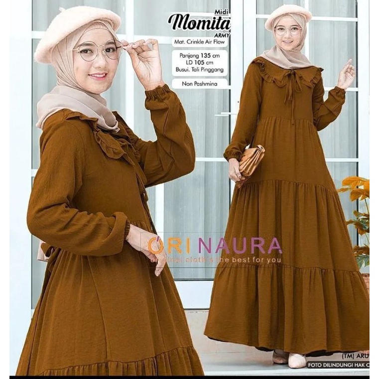 Gamis dewasa jumbo monita midi Dress rayon Cringkle Airflow import Premium