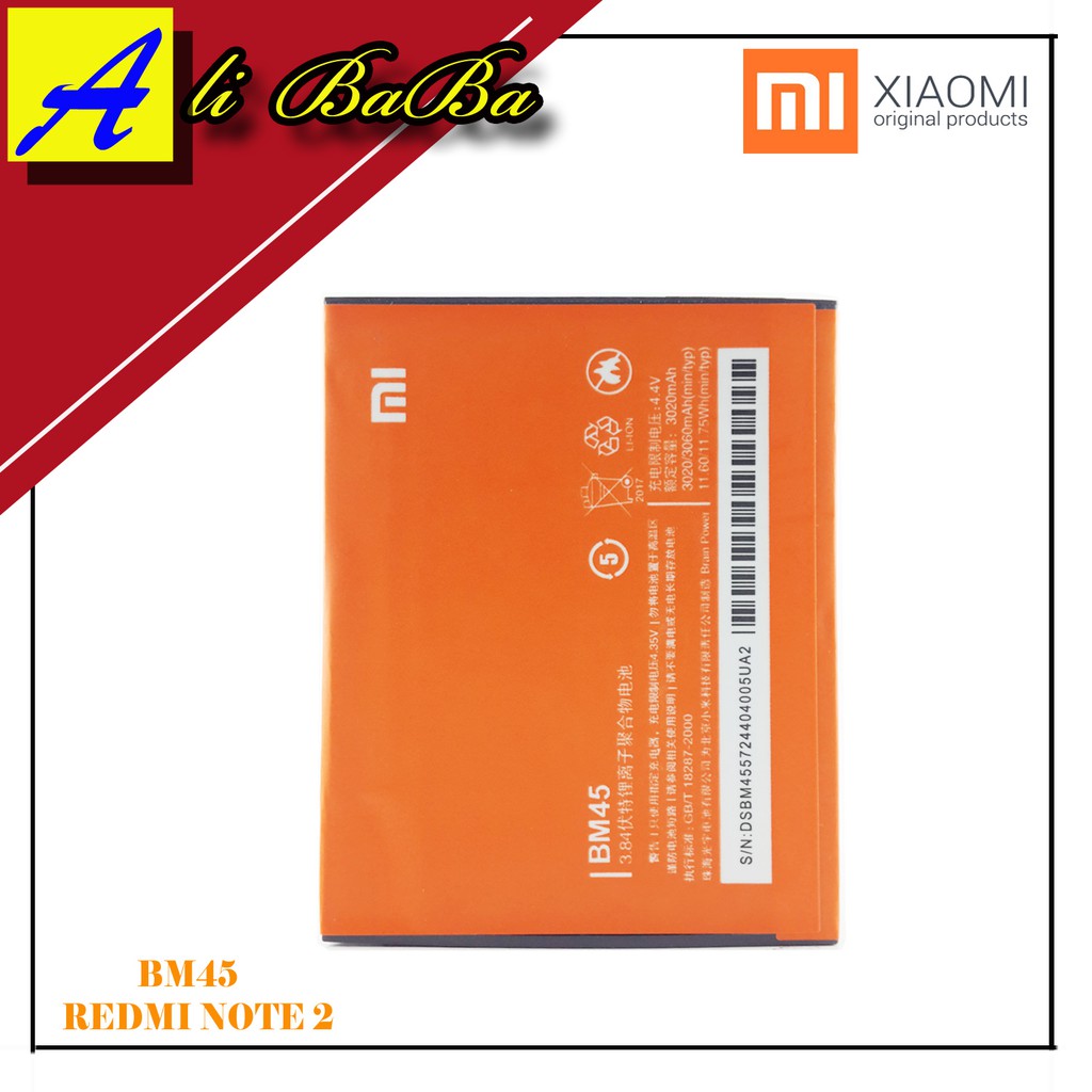 Baterai Handphone Xiaomi BM45 Xiaomi Redmi Note 2 Batre HP Batre Xiaomi Original