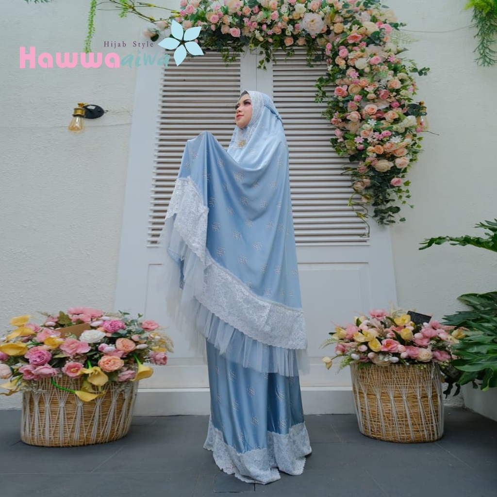 SALE MUKENA FATIMAH by Hawwa Aiwa Bahan Silk Mewah Motif HA Elegan Ringan Adem Nyaman ORIGINAL