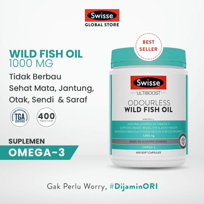 Swisse Ultiboost Odourless Wild Fish Oil 1000mg 400 Kapsul