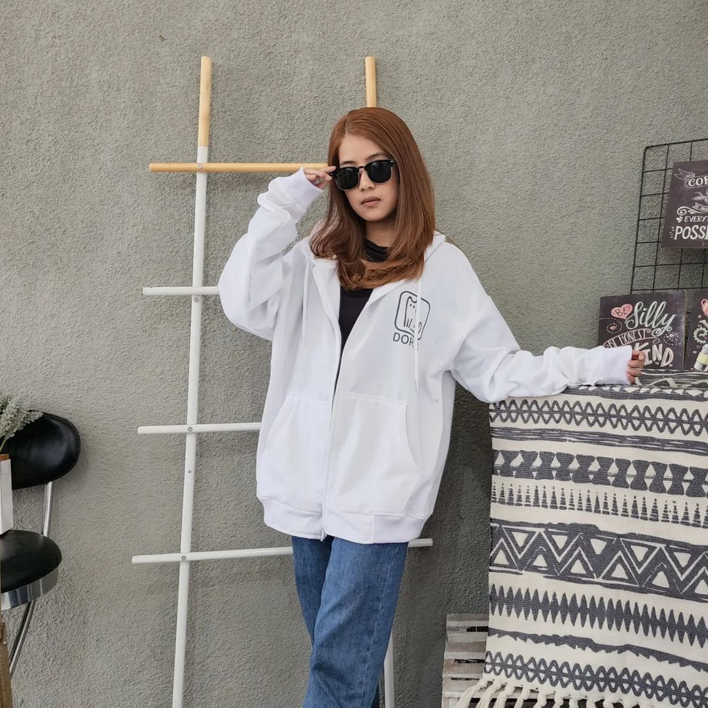 DORIS ZIPPER Jacket Hoodie Sweater Wanita Oversize | Fashion Terkini | Jacket Termurah Bahan Fleece Korean Style