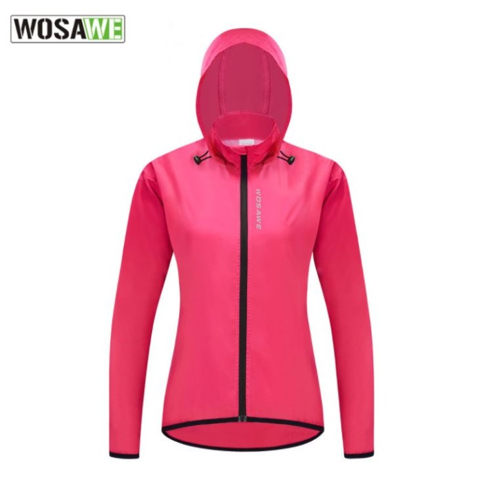 Jaket Lengan Panjang sepeda Wanita Hoodie windproof WOSAWE BL249-R