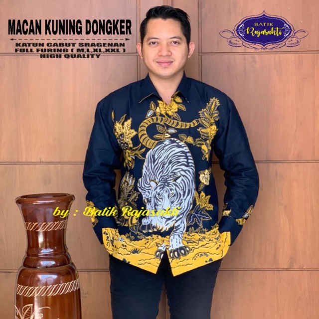 Batik MACAN KUNING DONGKER FULL FURING Katun Halus Sragenan Ori Solo Size M-XXL