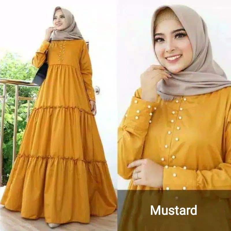 Baju Gamis Susun Jumbo | Khanza Maxi Dress | LD 140 130 120 110 104 98 92 | Marion Syari Big Size