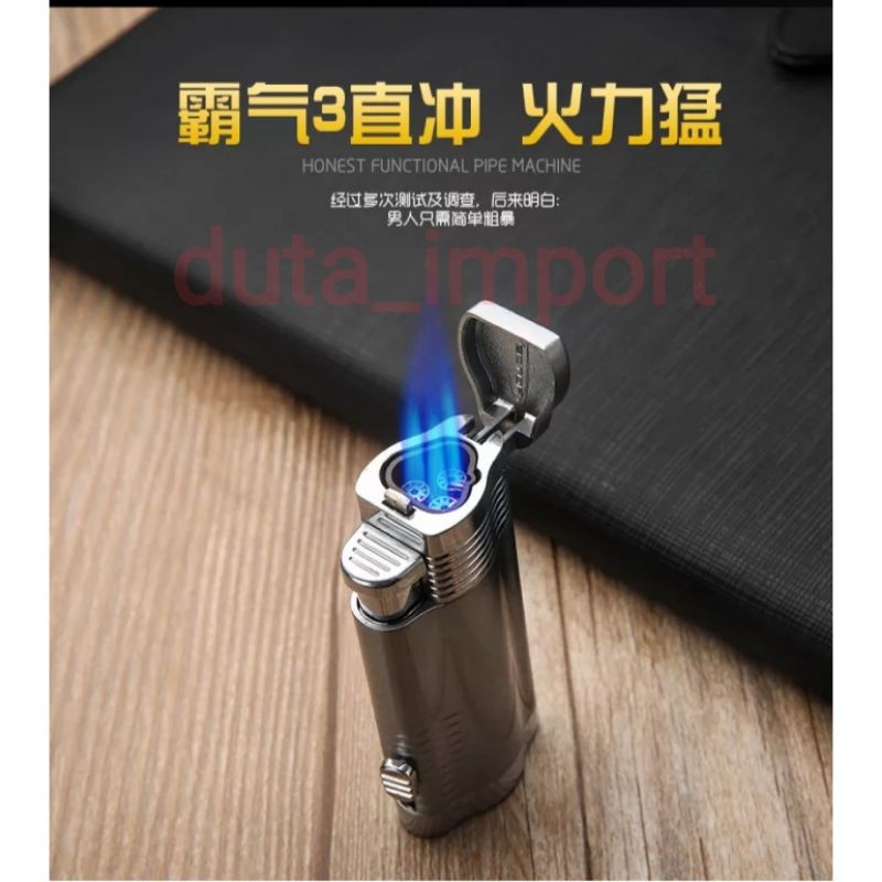 Honest torch Lighter 3 jet flame punch hole/korek api Jet isi ulang gas