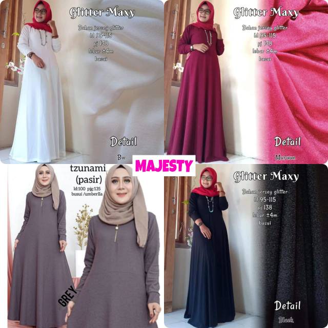 GLITER MAXY by Majesty uwais spassy dharya : Gamis jersey halus berkualitas nyaman