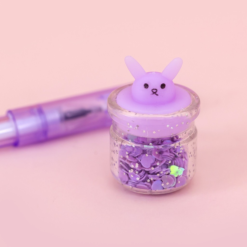 MURMURE.ID | PART 1 PULPEN GEL GANTUNGAN LUCU KARAKTER DENGAN SEQUIN GLITTER BOLPOIN LUCU UNIK PN087-BNYJAR-UNGU