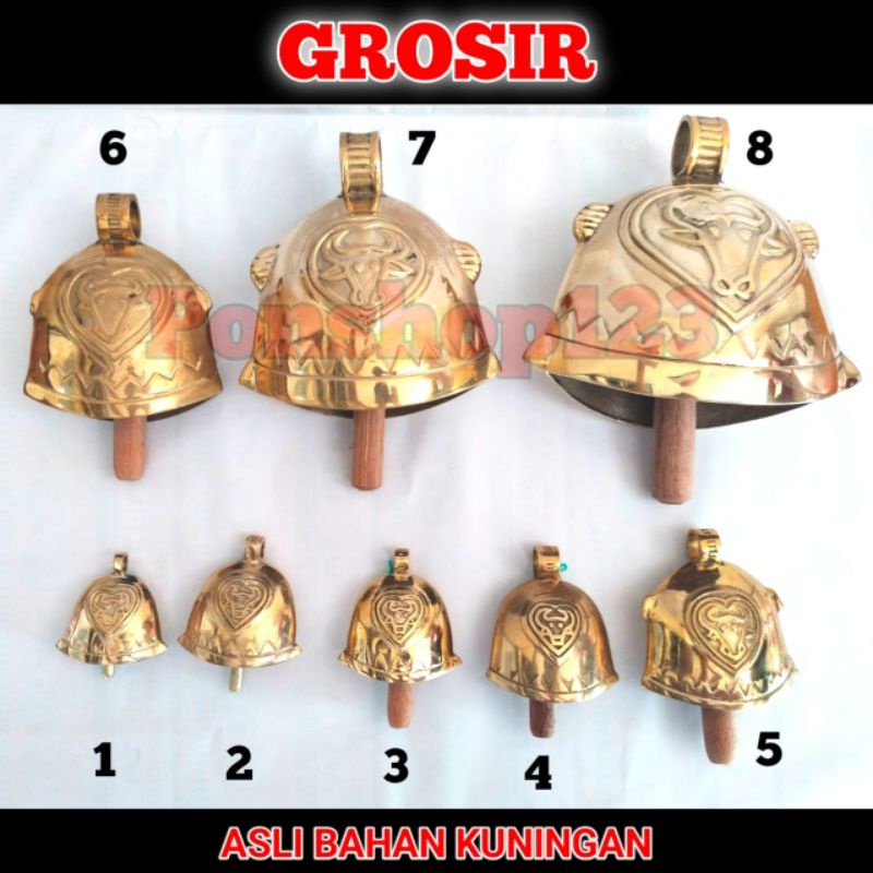 Klontongan sapi kuningan lonceng sapi ukuran jumbo bel pintu pagar antik