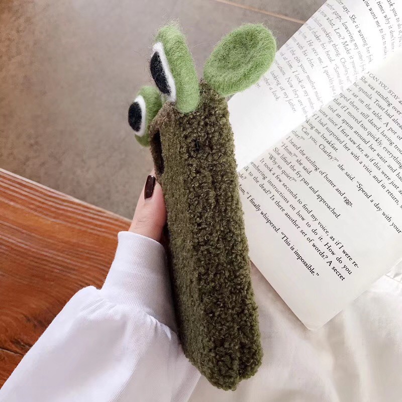 Case Aksen Telinga Katak Bahan Plush Untuk Iphone 11 Xr Xs 11