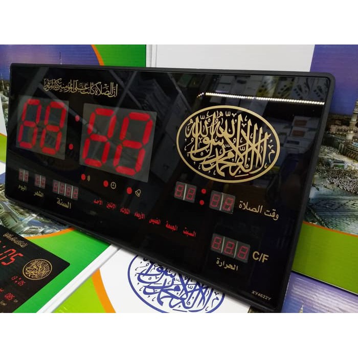 New Jam Digital Dinding LED Adzan Clock 5-7 Waktu XY-4622 Y