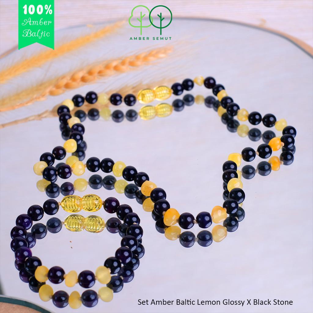 PROMO FREE GELANG - Kalung Amber Baltic Milk Glossy X Gemstone by AMBER SEMUT