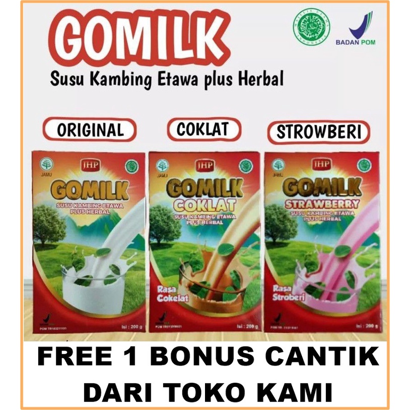 

GOMILK Susu Kambing Etawa Plus Herbal kemasan 200 gram FREE 1 BONUS CANTIK DARI TOKO KAMI FG56