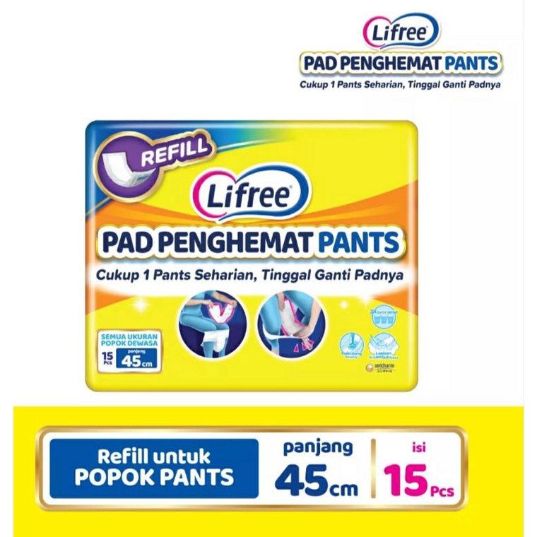 Lifree Pad Penghemat Pants 15 Pads (Popok celana 45 cm)