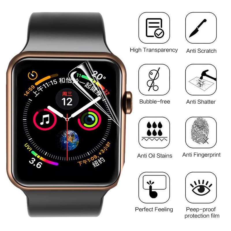 Pelindung Layar Tempered Glass Full Cover 40mm 44mm Untuk Apple Watch 4 5 6 Se 38mm 42mm