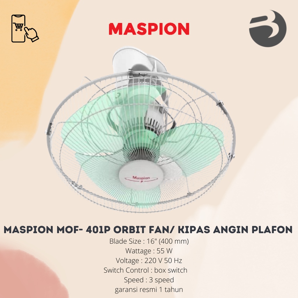 Maspion MOF- 401P Orbit Fan/ Kipas Angin Plafon garansi resmi