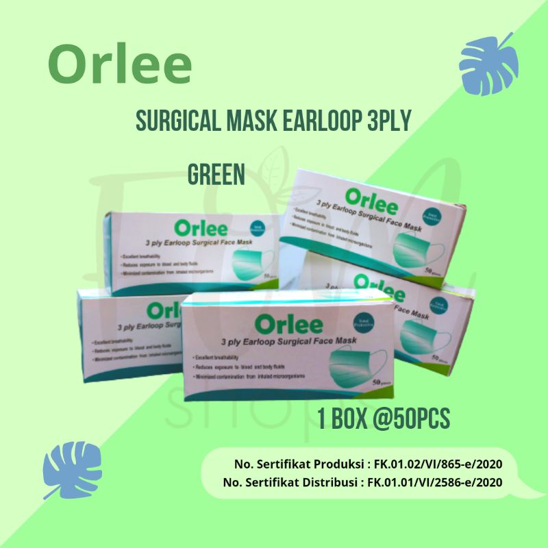 Masker Medis Surgical Mask Earloop Merk Orlee 3PLY