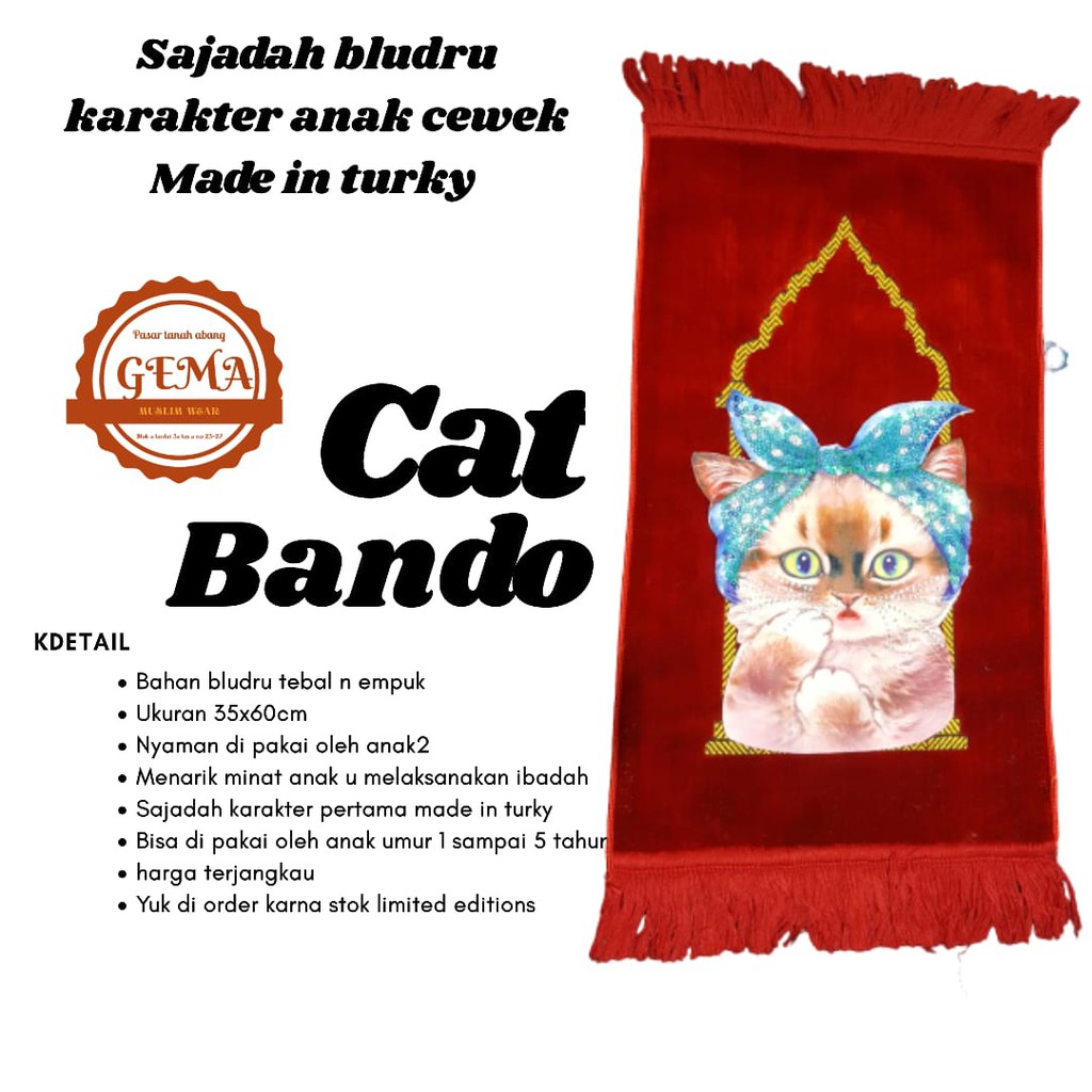 sajadah anak karakter cewek cat bludru madein turky