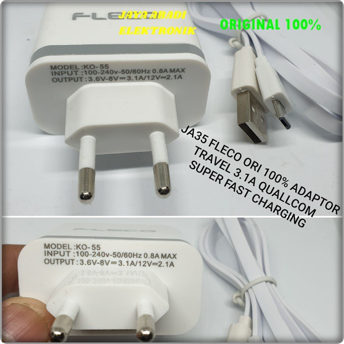 J35 FLECO 3A MICRO USB ADAPTOR SUPER FAST CHARGING CAS CASAN TRAVEL CHARGER CHARGE FLASH ADAPTER ADAPTIVE POWER J35  ORIGINAL fleco 3.1A micro usb adaptor hp cas casan super fast charging travel charger flash charge quick qualcomm adapter adaptiv