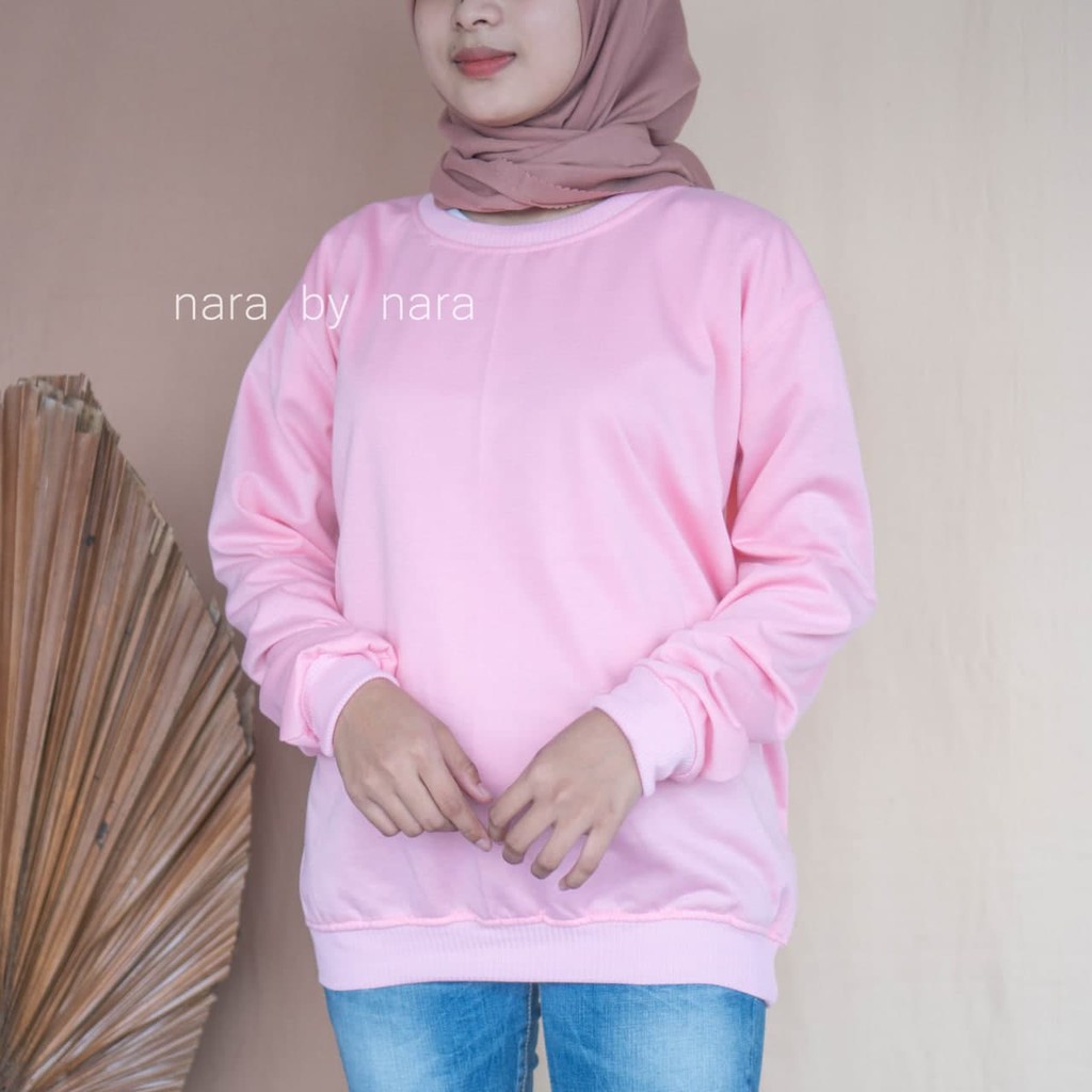 Nara Grosir - Basic Sweater l Sweater Polos l Sweater Pria dan Wanita-pink