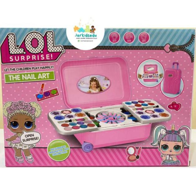 JARKIDSEDU-MAINAN ANAK PEREMPUAN MAKE UP & NAIL ART SET / MAINAN DANDAN MAKE UP KOPER BAGUS TERMURAH