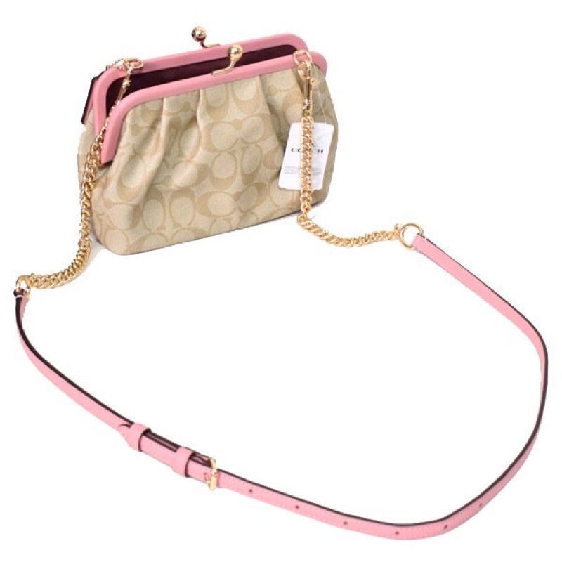 Coach Nora Kisslock Crossbody In Signature Canvas Candy Pink (C2876)