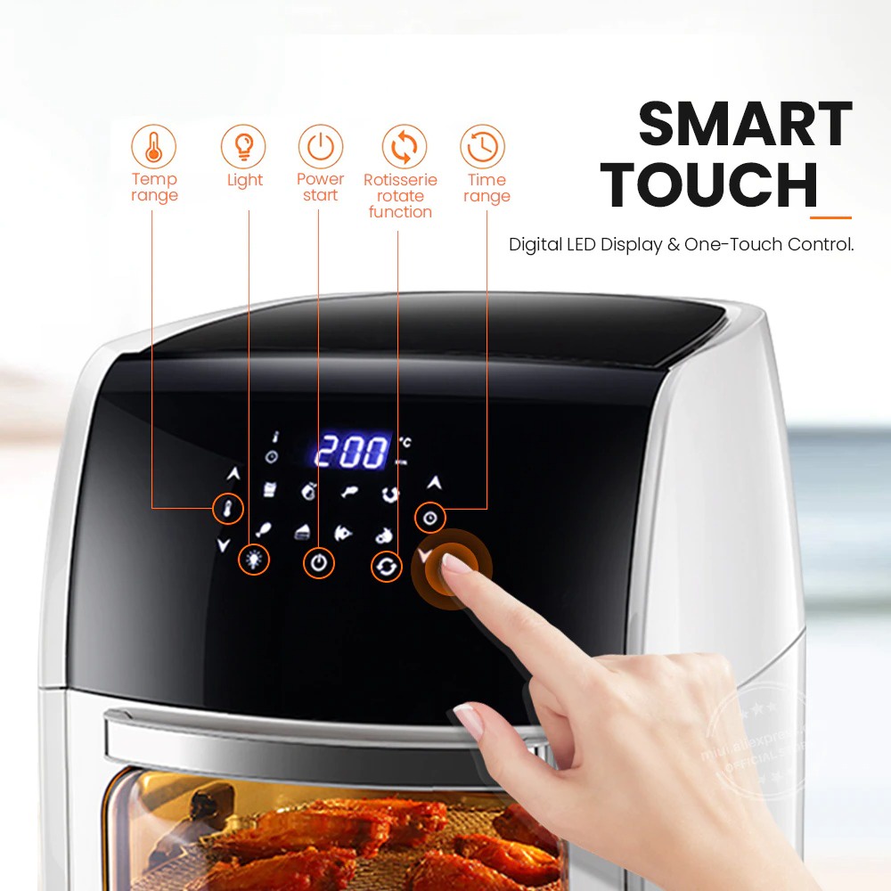 MIUI Smart Air Fryer Oven Mesin Penggoreng Tanpa Minyak 10L - HIC-AF-8081D - Black