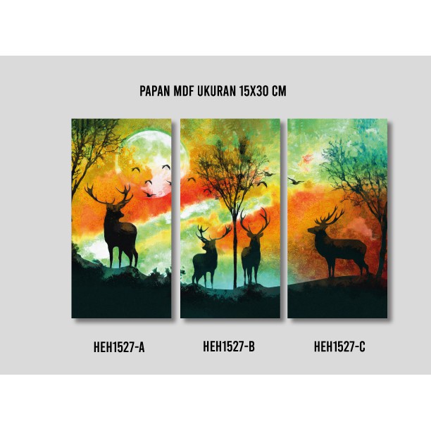 Hiasan Dinding Poster MDF Rusa 18x30 cm Wall Decor Rumah