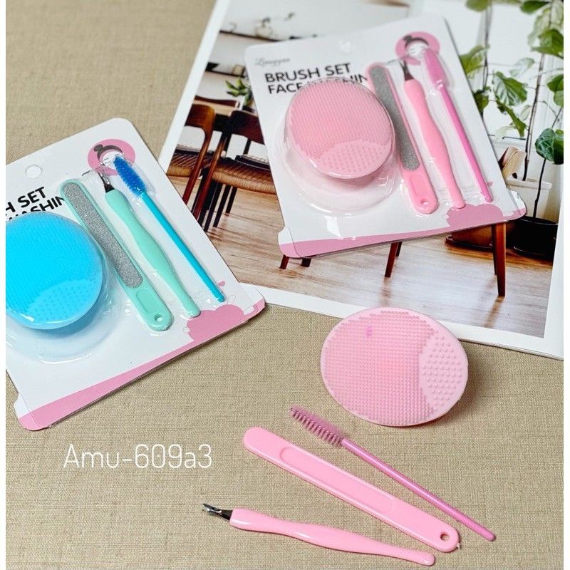 Massage Wash Pad Pembersih Wajah Silicon Set | Face Exfoliating Blackhead Facial Cleansing Brush Set