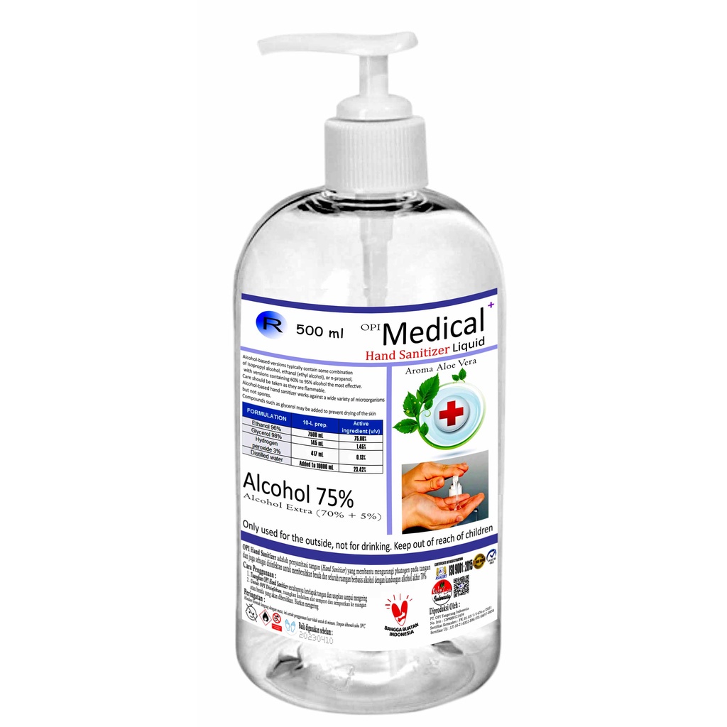 medical Alkohol plus (75%) hand santizer 500ml, 1 Liter dan 5 Liter cair dan gel wangi aloe vera sudah ada izin edar resmi by Oke sabun suplayer