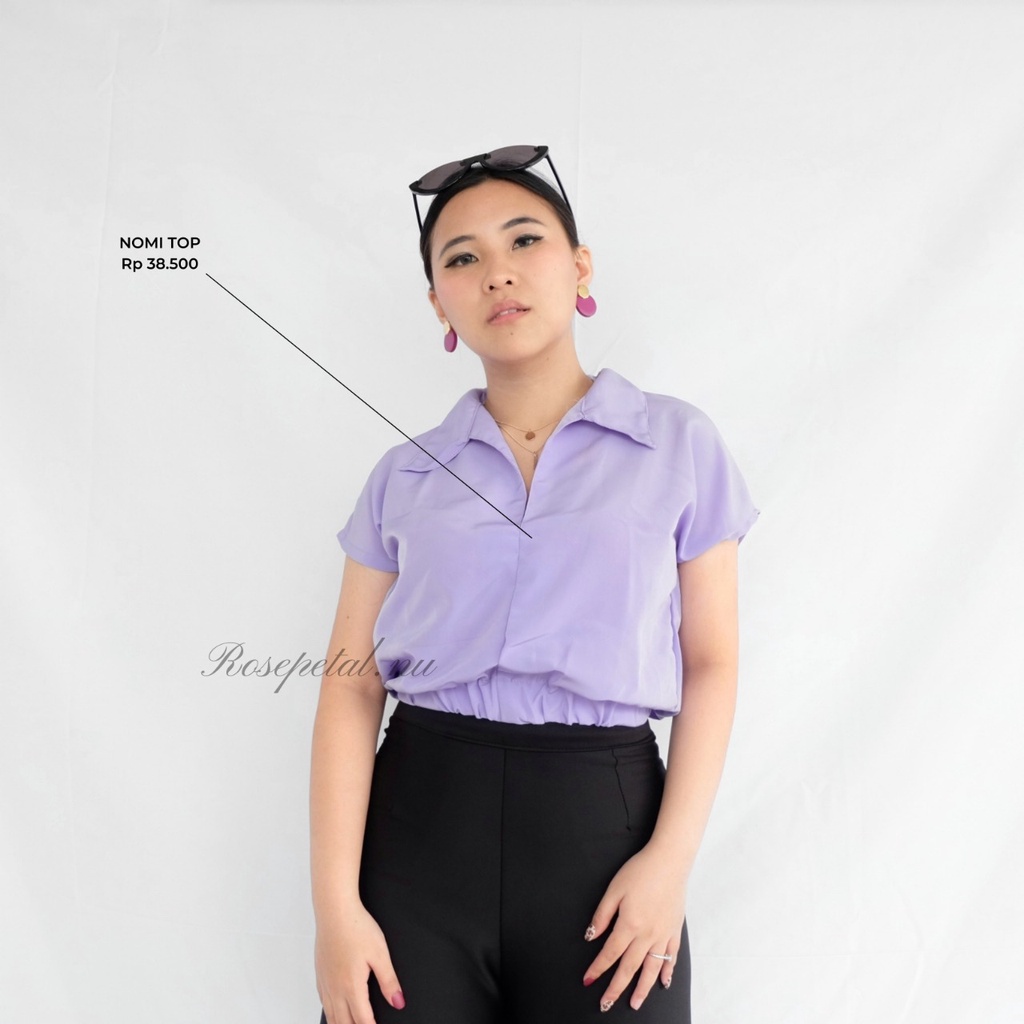 Nomi Top / Crop top / crop shirt / kemeja karet / blouse / basic shirt / kemeja crop