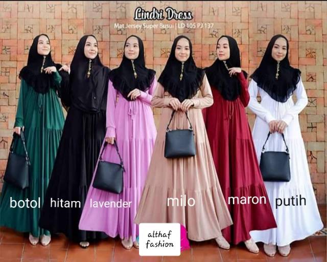 Gamis jersey susun canda serut(tali aktiv sampai belakang )