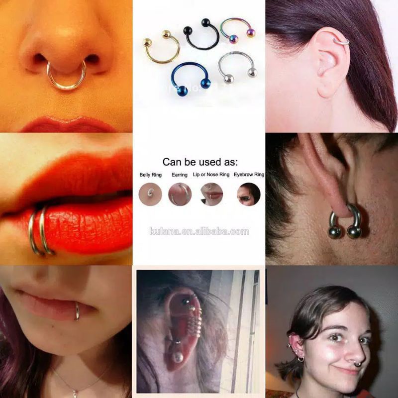 ICH piercing, anting barbel, barbel c, anting fake, anting jepit / Anting septum / Anting hidung