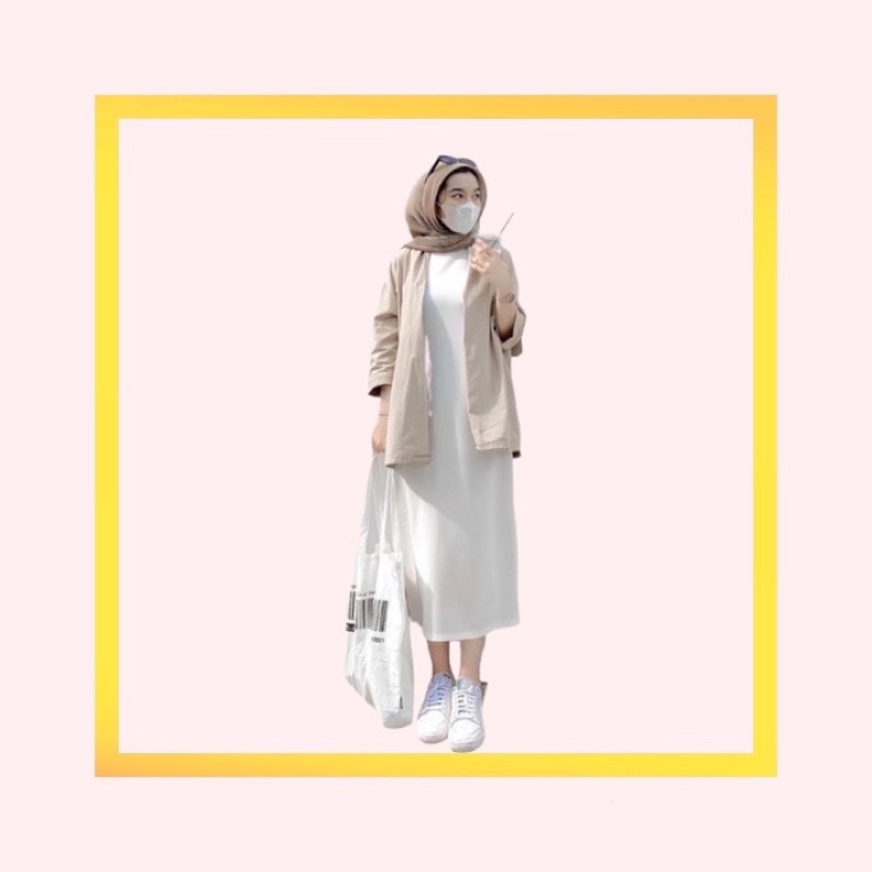 INNER DRESS PANJANG SINGLET SCUBA TANPA LENGAN