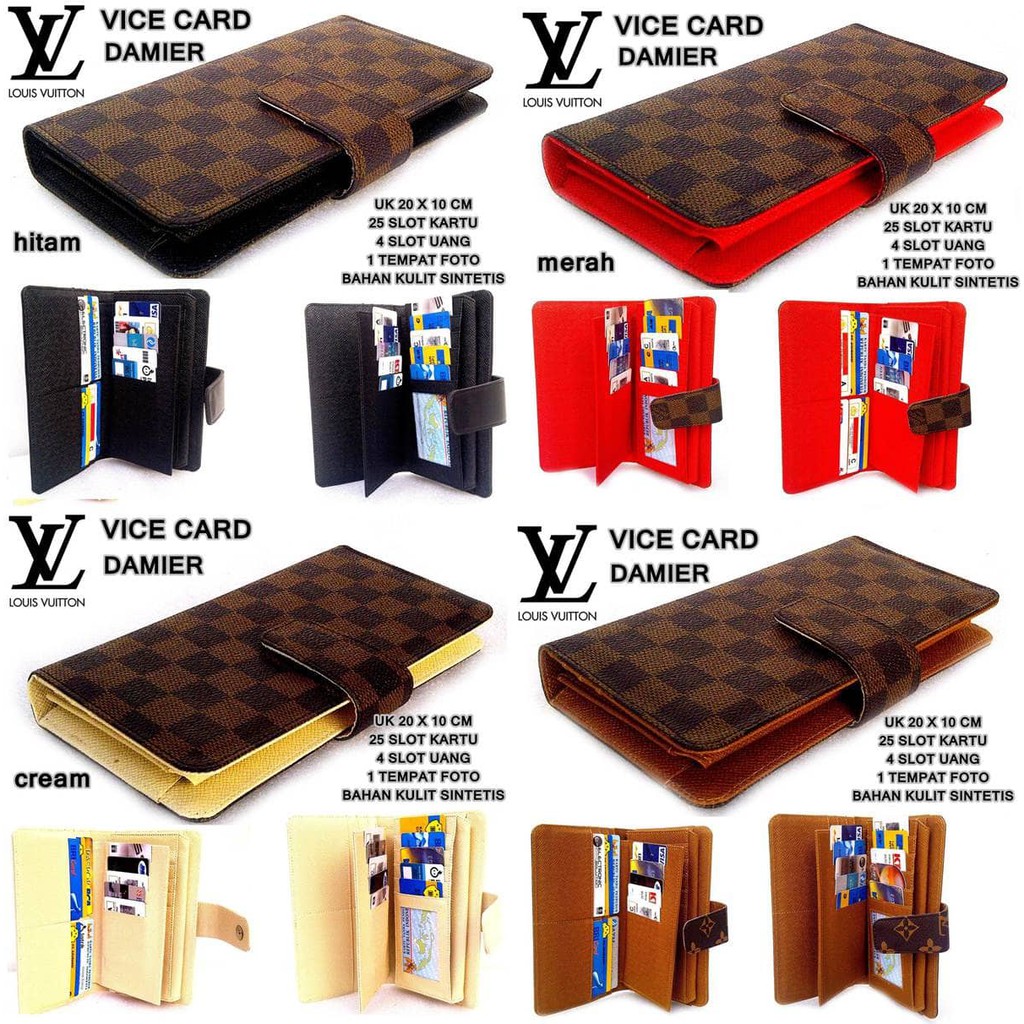 dompet kulit lv vice kartu damier BROWN