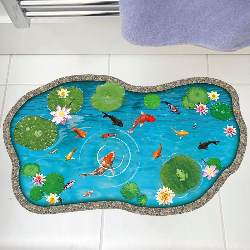 Reliza Wall Sticker Fish Pond Teratai Ikan Koi Stiker Dinding LDR9288